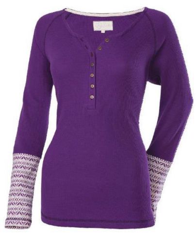 Divas snowgear henley thermal womens long-sleeve shirt purple large lg 97403
