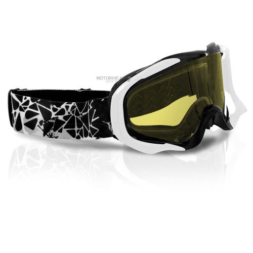 Kimpex snowmobile ckx falcon snow goggle black/white anti-fog yellow lens