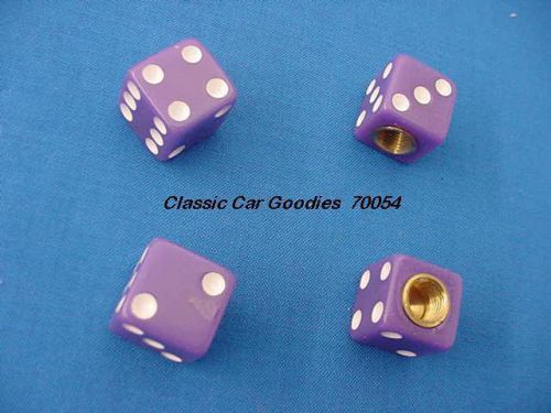 Tire valve caps &#034;purple dice&#034; (4) new!