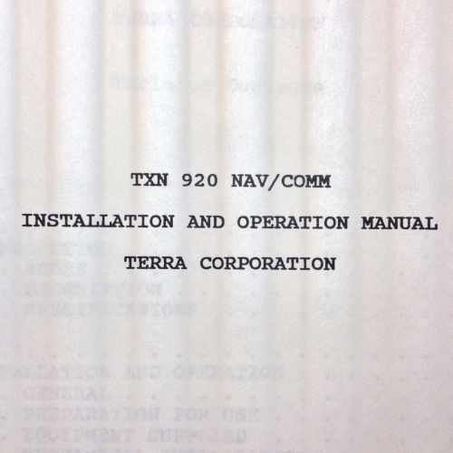 Terra txn 920 nav com install &amp; operation manual