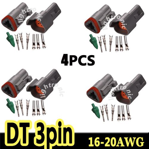 4x  deutsch dt connector kit   16-20 awg 3-pin ways male&amp;female connectors kit