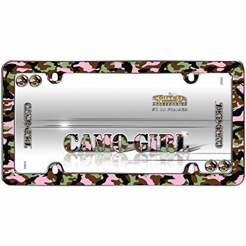 Cruiser accessories 23093 chrome &#039;camo-girl&#039; license plate frame with fastener