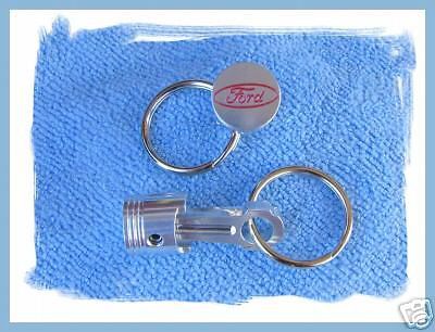 Handcrafted billet alum piston key ring ford logo
