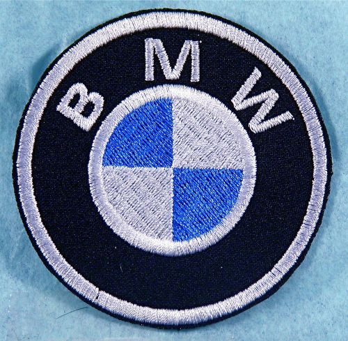 Bmw embroidered   iron on patch  3&#034;  black - blue - silver
