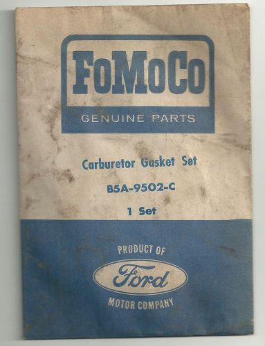 Fomoco ford motor co. carburetor gasket set b5a-9502-c sealed unopened nos