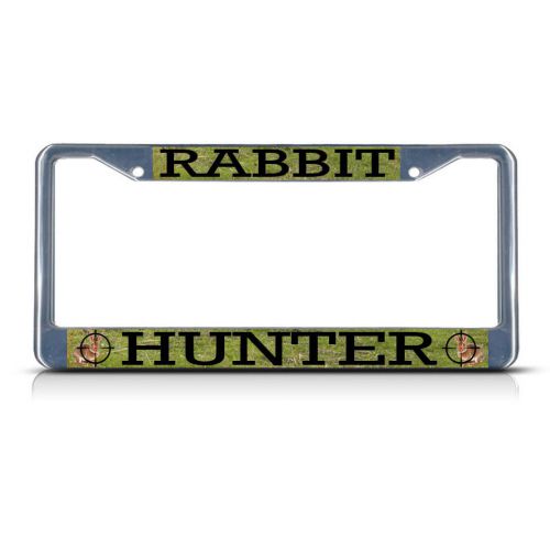 Rabbit animal hunting chrome metal license plate frame tag holder