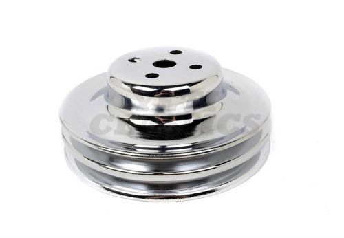 65-70 ford mustang water pump pulley w/ ac, 2 groove, chrome (5 13/16&#034; od)