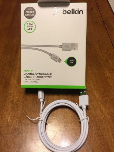 Belkin mixit charge/sync cable for mobile devices, white  4ft nib
