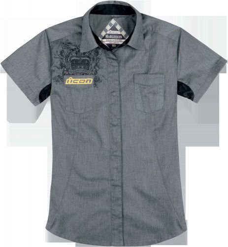 Icon harlequin 2 womens workshirt sm charcoal gray