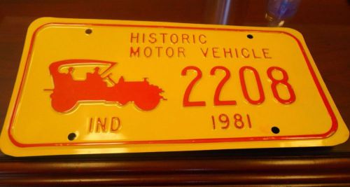 1981 ind historic motor vehicle license plate