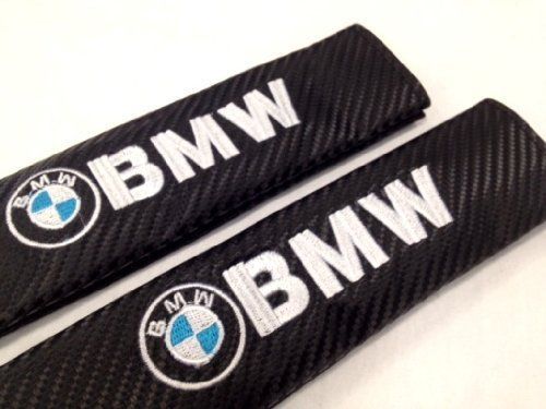 Carbon fiber + embroider car seat belt cover pads shoulder cushion for bmw 2pcs