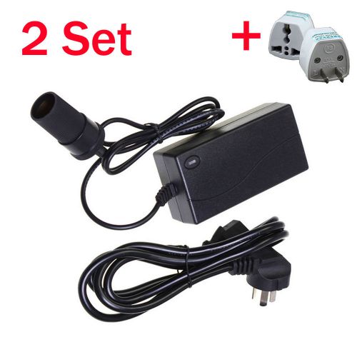 2x 110v ac wall power to 12v dc car adapter converter cigarette lighter +us plug