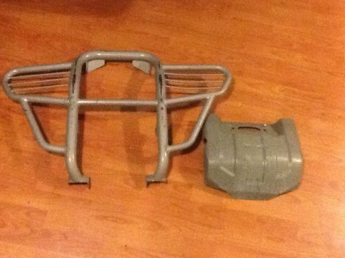 Atv bombardier front bumper brush guard with skid plate fits arctic cat