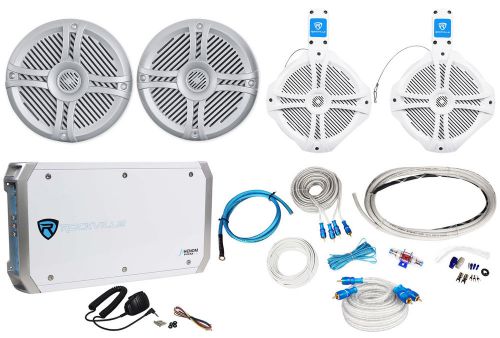 2) rockville rmsts65s 6.5&#034; marine boat speakers+2) 8&#034; wakeboards+amp+wire kit