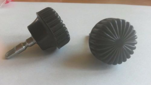 New condition black, round radio knobs with stems for 1934-1942 cars