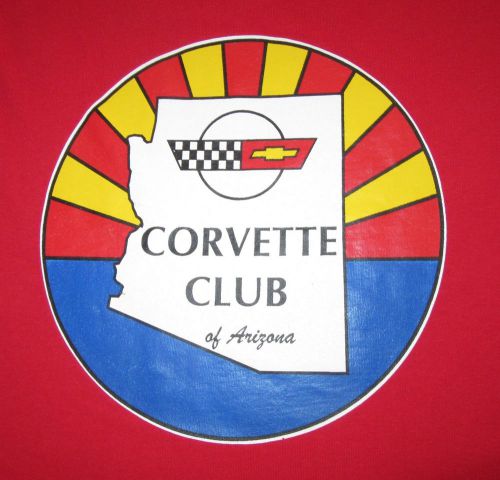 Corvette car club of arizona xl / large red t shirt free shipping in the us!