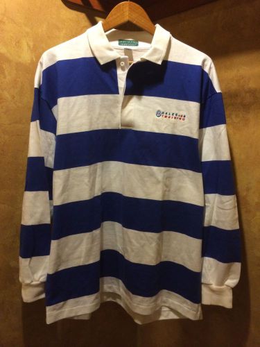 ☀vw dealers☀ salesman&#039;s training polo l/s shirt blue white striped xl ☀euc