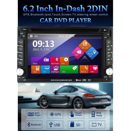Gps navigation double 2 din car stereo touch dvd player bluetooth ipod mp3 radio