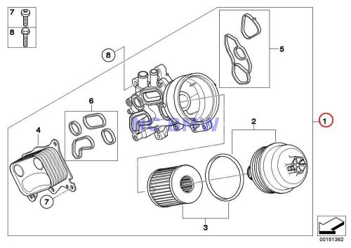 Bmw mini genuine lubrication system oil filter housing r55 r55n r56 r56n r57 r57