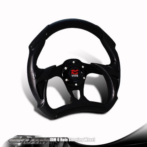Universal jdm 6-holed bolt 320mm all black pvc leather racing steering wheel