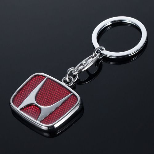 Honda red metal keychain car key ring tag key h logo key chain