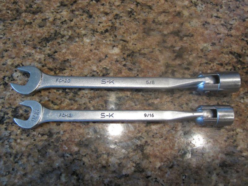 S-k flex head / open end wrenches - 9/16" and 5/8" - excellent