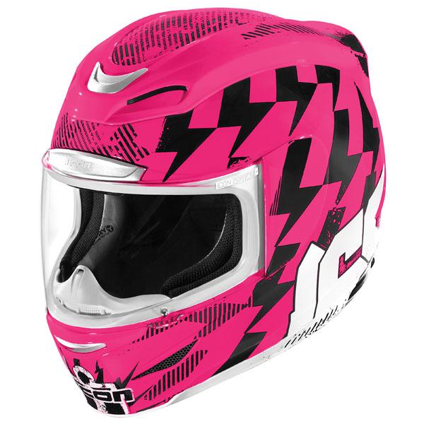 Icon airmada stack pink full face motorcycle helmet