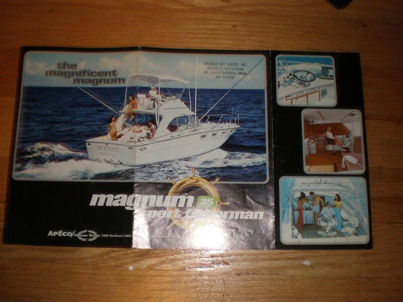 Vintage 1970's magnum 35 sport fisherman & flybridge sport sedan sales brochure