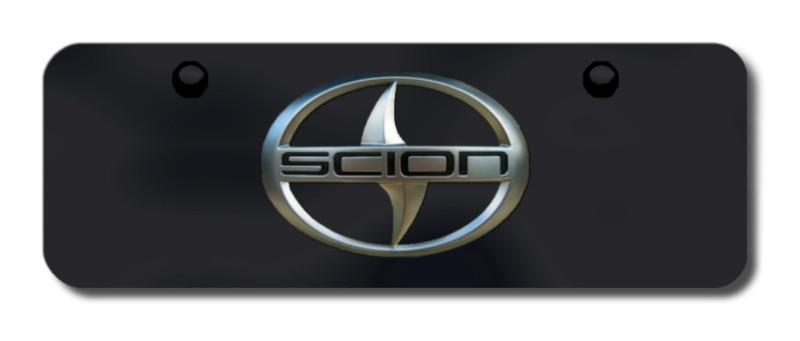 Toyota scion oem logo chrome on black mini-license plate made in usa genuine