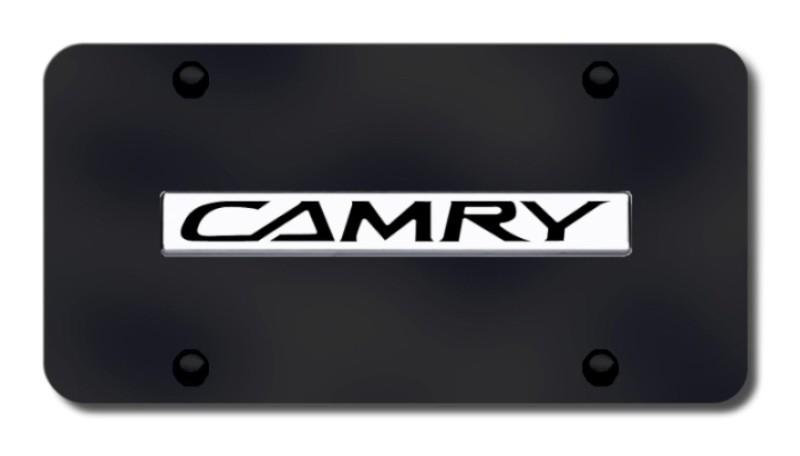Toyota camry name chrome on black license plate made in usa genuine