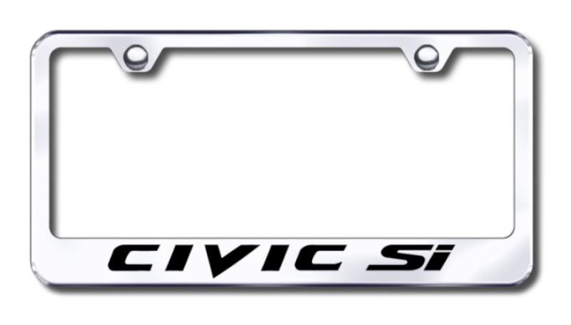 Honda civic si  engraved chrome license plate frame -metal made in usa genuine