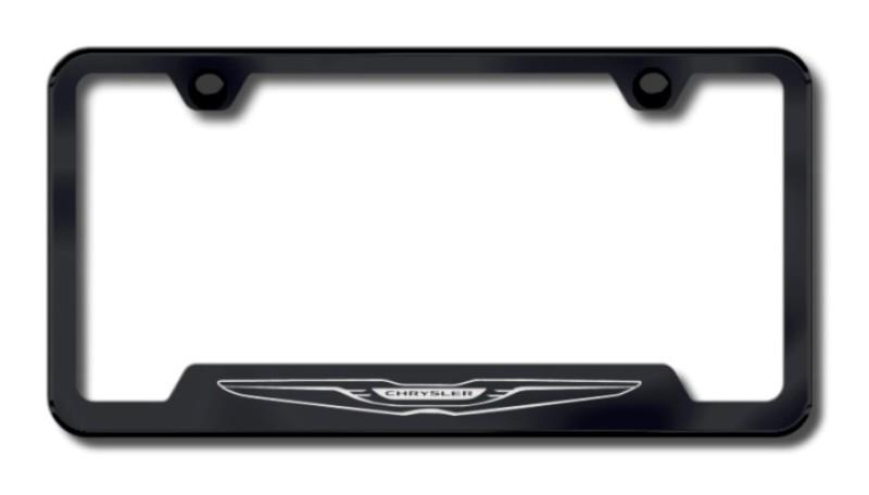 Chrysler  logo etched black cut-out license plate frame made in usa genuine
