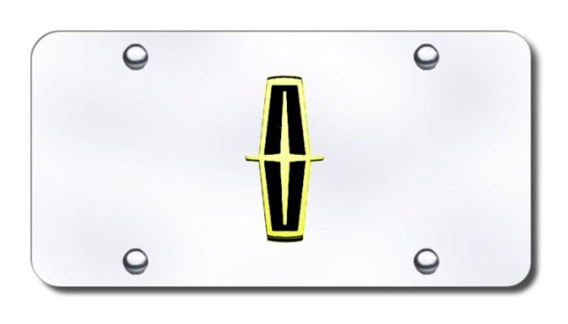 Ford lincoln logo (black) gold/chrome license plate made in usa genuine