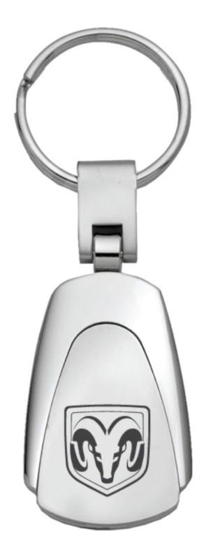 Chrysler ram head logo chrome teardrop keychain / key fob engraved in usa genui
