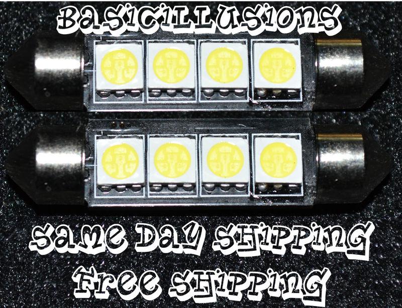 2x 42mm 4 smd green led dome map light bulb 211 211-2 212-2 569 578 4410