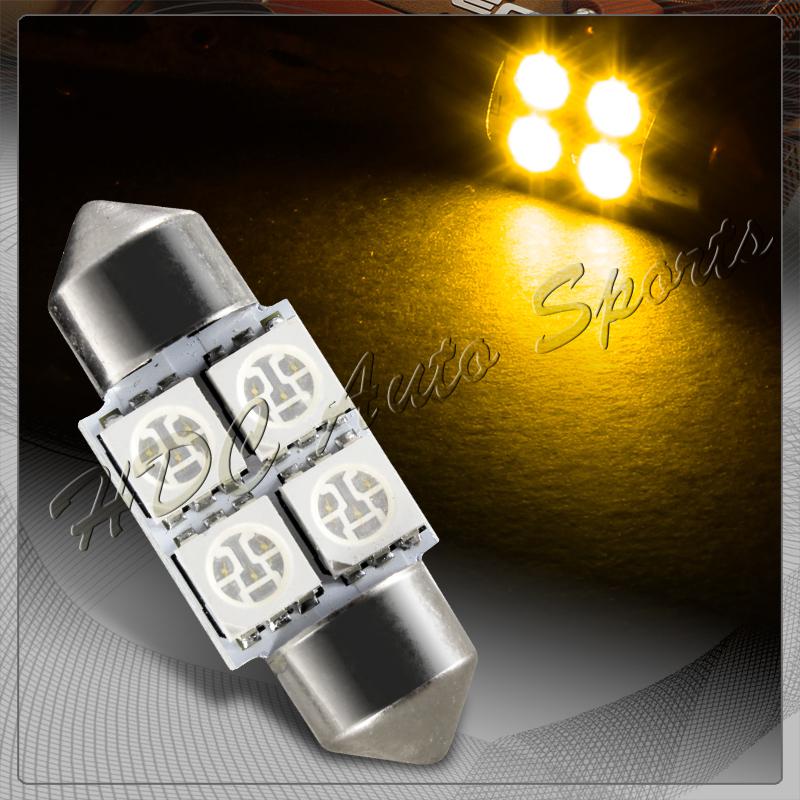 1x 31mm 4 smd amber led festoon dome map glove box trunk replacement light bulb