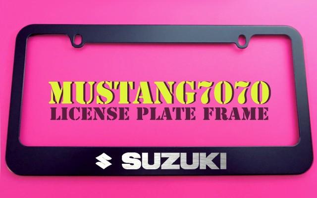 1 brand new suzuki black metal license plate frame + screw caps