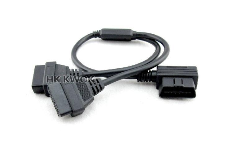 Obd 2 dual y cable j1962 male to dual female 1 to 2 16 pin 90 angle elbow cable 