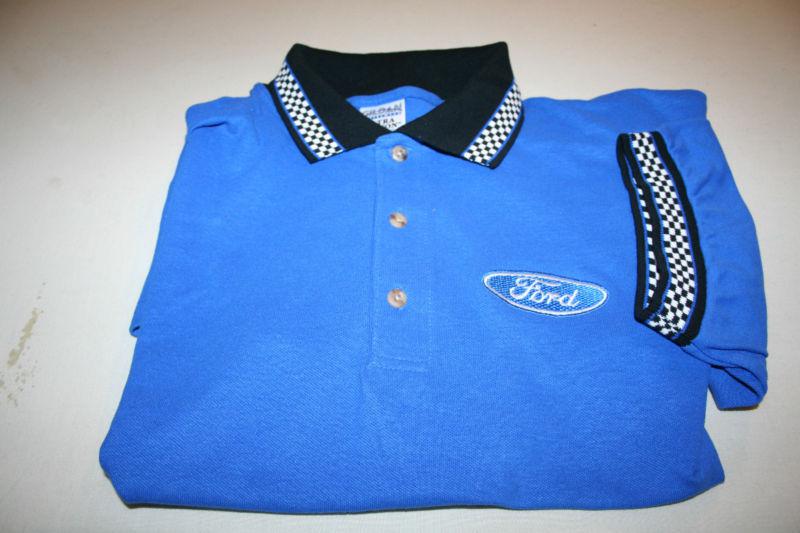 Ford embroidered polo shirt checkered flag heavy weight cotton