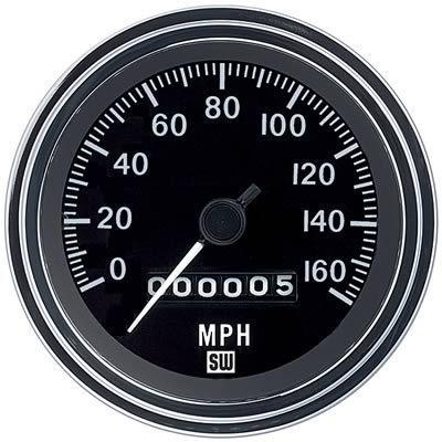 Stewart warner deluxe series speedometer 0-160 mph 3 3/8" dia mechanical 550bp-d