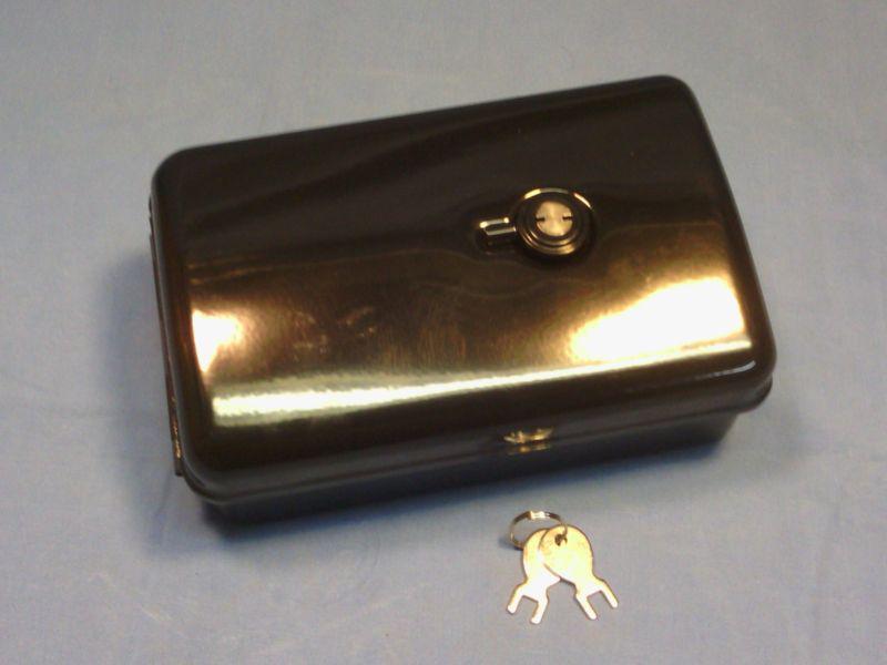 Black metal rectangular tool box for harley '36 to '39 flathead knucklehead