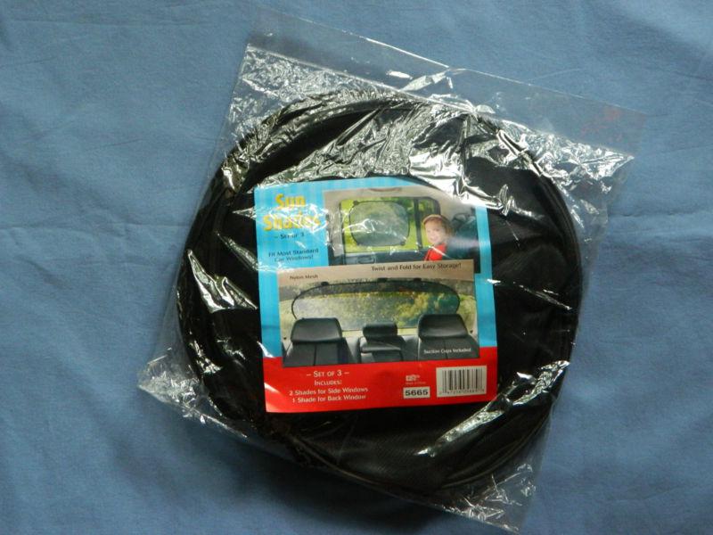 Set of 3 sun shades, 2 shades for side windows and 1 shade for back window