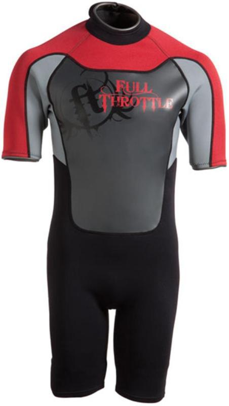 Full throttle shorty wetsuit - adult chest 40''-42'' - red/gray w201red05