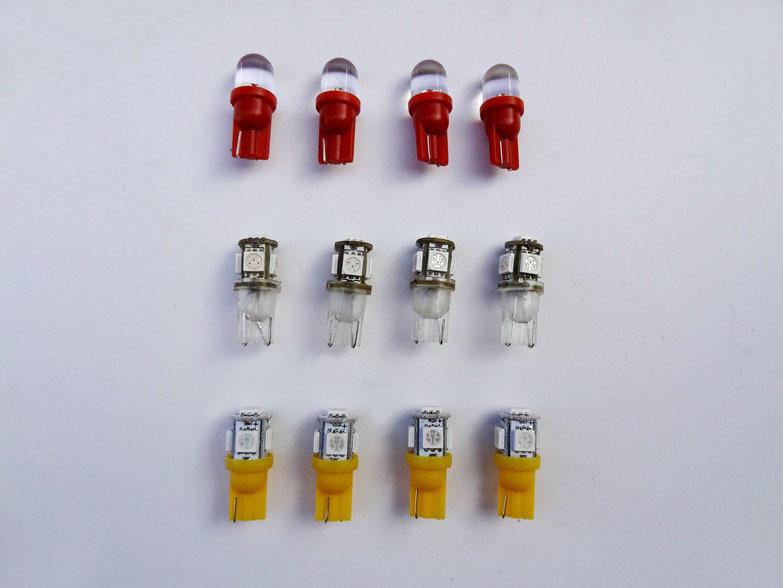 12 led amber & white t194 style bulbs smd 5050 