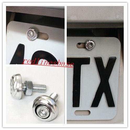  2 pcs  silver stainless steel license plate screws