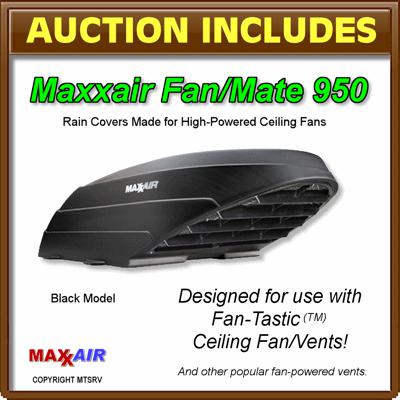 Maxxair fan/mate model 950 vent & ceiling fan rain cover - black - rv trailer