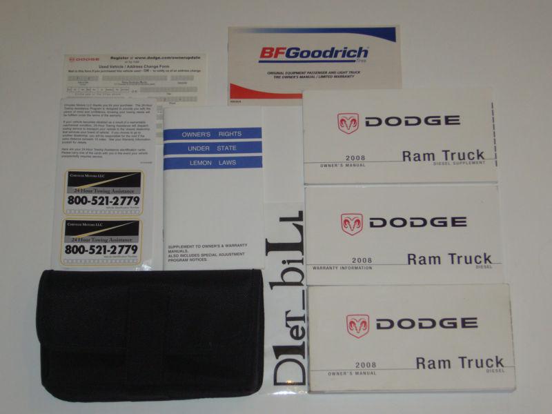 Oem 2008 dodge ram truck diesel owners manual set w/ oem dodge case