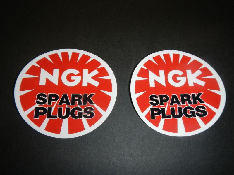 Two universal ngk spark plug stickers decals moto gp superbike road race atv