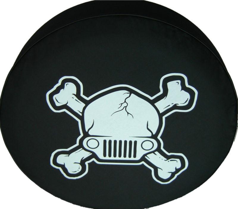 Sparecover® brawny series - jeep skull tire cover 32" - 33" heavy denimvinyl