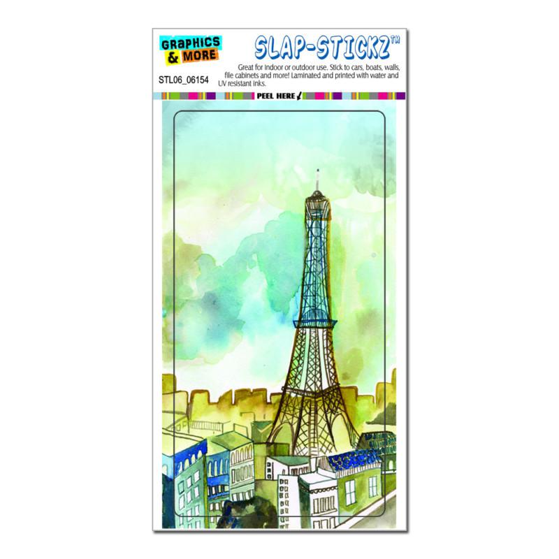Watercolor paris blue yellow - eiffel tower france - slap-stickz™ bumper sticker
